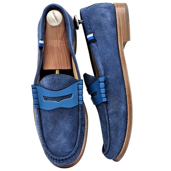 NEW Blue Scarpa Italy Men's 15 Blue Dress Shoes Penny Loafer Italian Handmade 48 - Picture 5 of 15